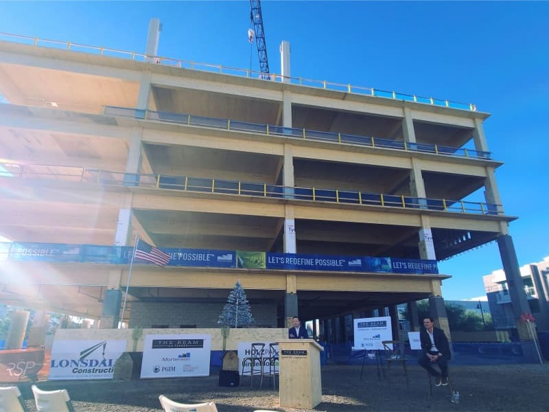 Topping Out Celebration for The Beam on Farmer